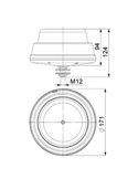Rotativo LED LDO 2666 R/F rotación + parpadeo, 12/24V tubo roscado 12/24V ECE R10 EMC IP68
