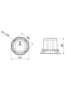 Sinalizador giratório LED LDO 2277 com rosca e controle remoto 12/24V ECE R10 R65 TA1 EMC IP68 2