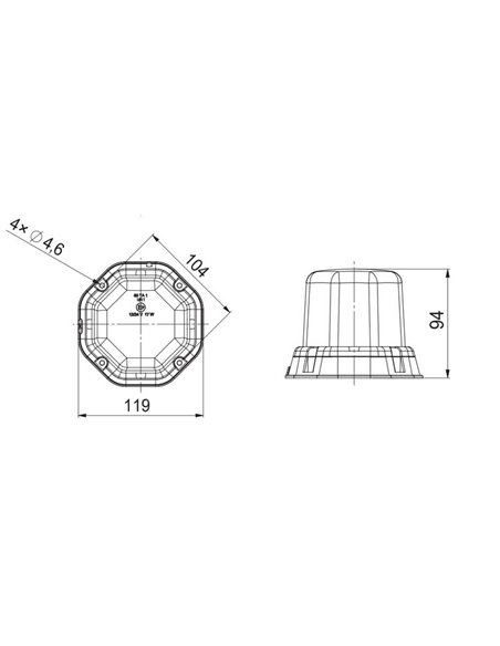 Rotativo LED LDO 2277 atornillable, con mando a distancia 12/24V ECE R10 R65 TA1 EMC IP68