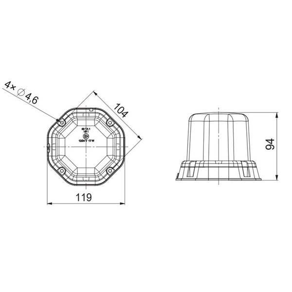 Rotativo LED LDO 2275 con imán y cable espiral, enchufe mechero 12/24V ECE R10 R65 TA1 EMC IP68