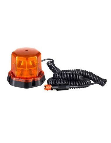 Rotativo LED LDO 2275 con imán y cable espiral, enchufe mechero 12/24V ECE R10 R65 TA1 EMC IP68