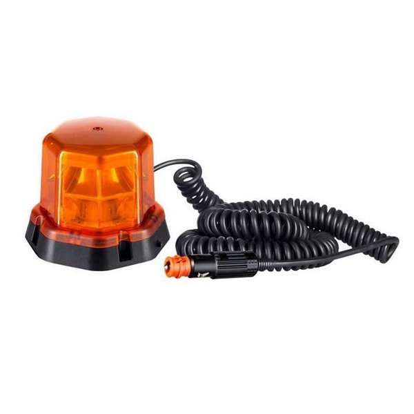 Rotativo LED LDO 2275 con imán y cable espiral, enchufe mechero 12/24V ECE R10 R65 TA1 EMC IP68