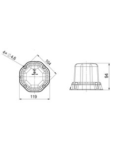 Rotativo LED LDO 2278 mando a distancia, imán, cable espiral, enchufe mechero 12/24V ECE R10 R65 TA1 EMC IP68 2
