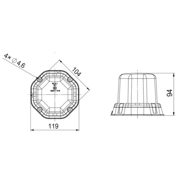 Rotativo LED LDO 2278 mando a distancia, imán, cable espiral, enchufe mechero 12/24V ECE R10 R65 TA1 EMC IP68