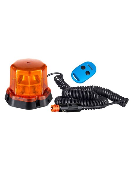 Rotativo LED LDO 2278 mando a distancia, imán, cable espiral, enchufe mechero 12/24V ECE R10 R65 TA1 EMC IP68