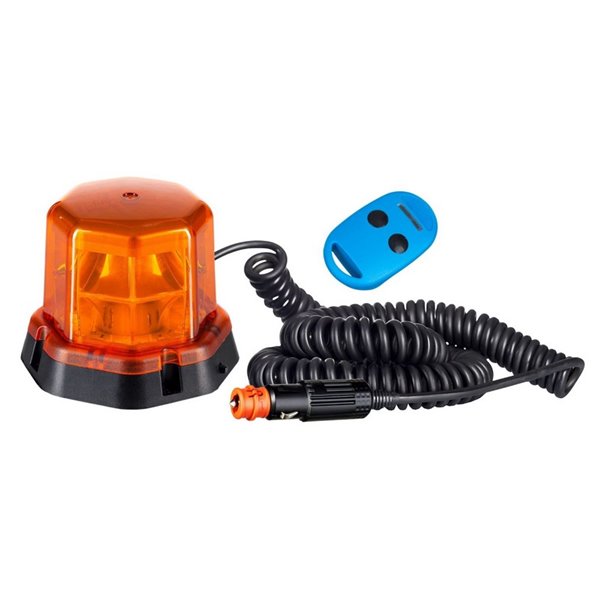 Rotativo LED LDO 2278 mando a distancia, imán, cable espiral, enchufe mechero 12/24V ECE R10 R65 TA1 EMC IP68