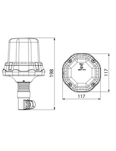 Rotativo LED LDO 2279 montaje en vástago, mando a distancia DIN 12/24V ECE R10 R65 TA1 EMC IP68 2