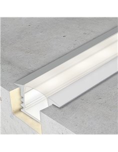 Perfil empotrable pladur aluminio 2m con difusor y accesorios para tira LED