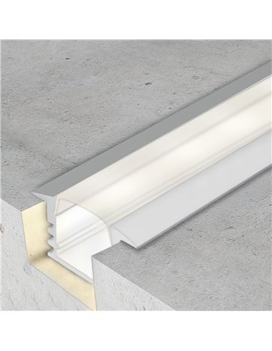 Perfil empotrable pladur aluminio 2m con difusor y accesorios para tira LED