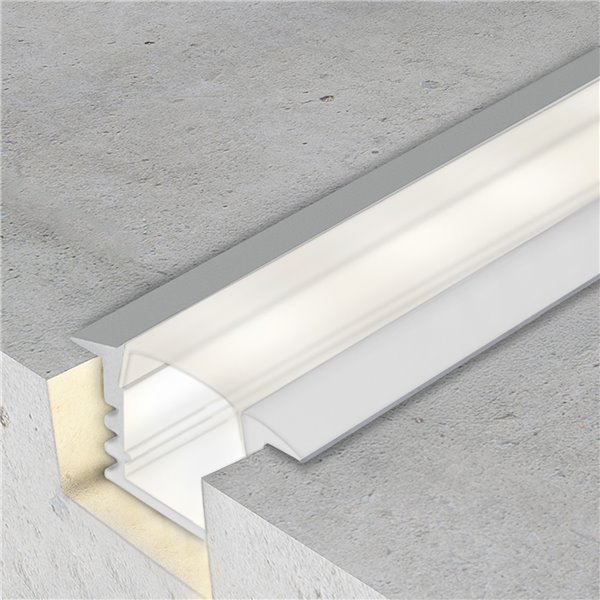 Perfil empotrable pladur aluminio 2m con difusor y accesorios para tira LED