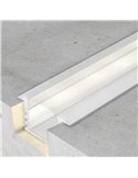 Perfil empotrable pladur blanco 2m con difusor y accesorios para tira LED