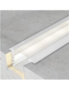 Perfil empotrable pladur blanco 2m con difusor y accesorios para tira LED