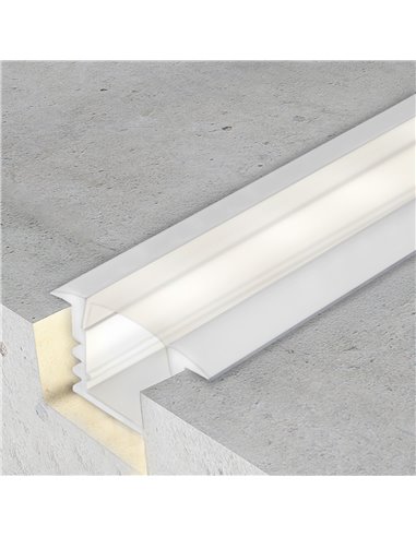 Profilé encastré en plâtre blanc de 2 m avec diffuseur et accessoires pour ruban LED