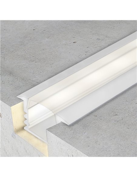 Perfil empotrable pladur blanco 2m con difusor y accesorios para tira LED