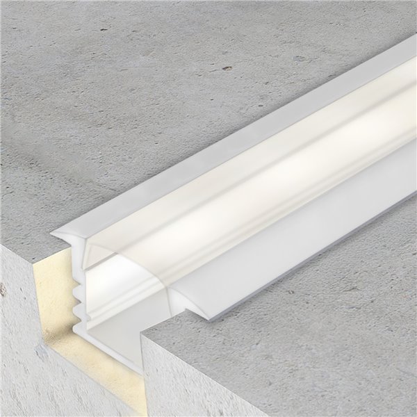 Perfil empotrable pladur blanco 2m con difusor y accesorios para tira LED