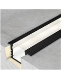 Perfil empotrable pladur negro 2m con difusor y accesorios para tira LED