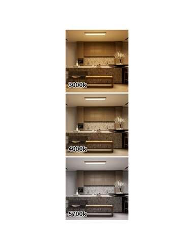 Painel linear LED retangular branco para cozinha, 790 mm de comprimento, 30 W/45 W/60 W - 3000 K/4000 K/5700 K