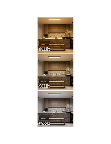 Panel lineal LED rectangular para cocina blanco, 790mm largo, 30W/45W/60W - 3000K/4000K/5700K