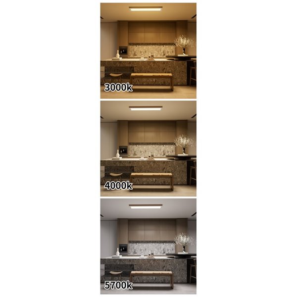 Panel lineal LED rectangular para cocina blanco, 790mm largo, 30W/45W/60W - 3000K/4000K/5700K