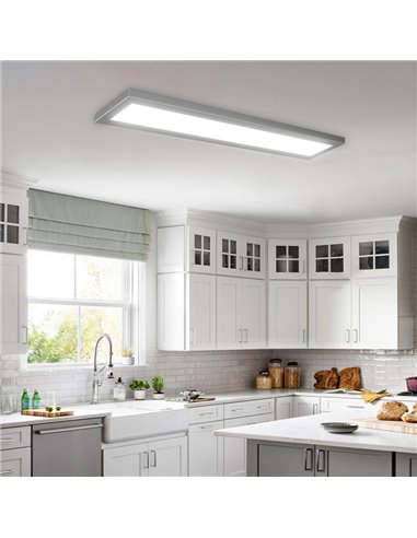 Panel LED de superficie lineal plata galvanizada 1030mm largo, 40W/55W/80W - 3000K/4000K/5700K