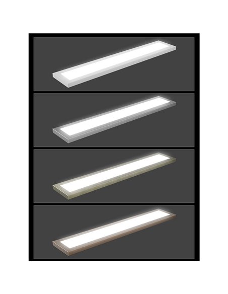 Panel LED de superficie lineal plata galvanizada 1030mm largo, 40W/55W/80W - 3000K/4000K/5700K