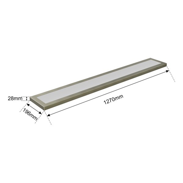 Painel LED retangular L1270mm, placa galvanizada, 50W/60W/93W - 3000K/4000K/5700K