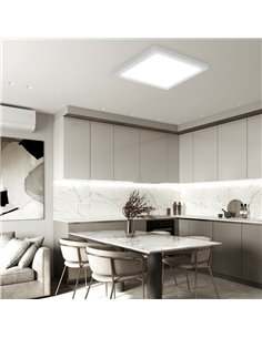 Painel LED quadrado de 450 mm com superfície branca, 80 W, dimerizável, 3000 K/4000 K/5700 K 2