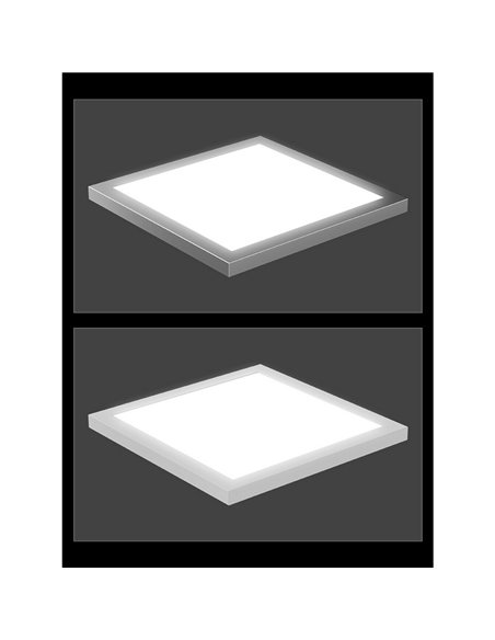 Painel LED quadrado de 450 mm, galvanizado prateado, 50 W/65 W/80 W - 3000 K/4000 K/5700 K