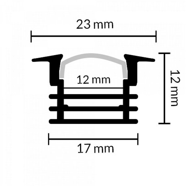 Perfil empotrable pladur negro 2 metros con difusor y accesorios para tira LED