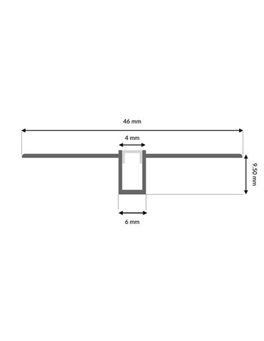 Perfil de aluminio NOR 2 metros empotrable en obra de baja altura para tira LED