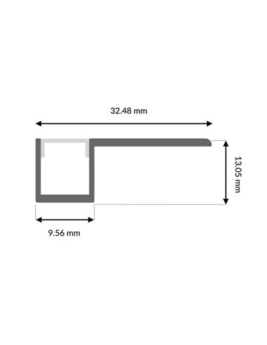 Perfil de aluminio DIFE 2 metros empotrable para tira LED de luz integrada