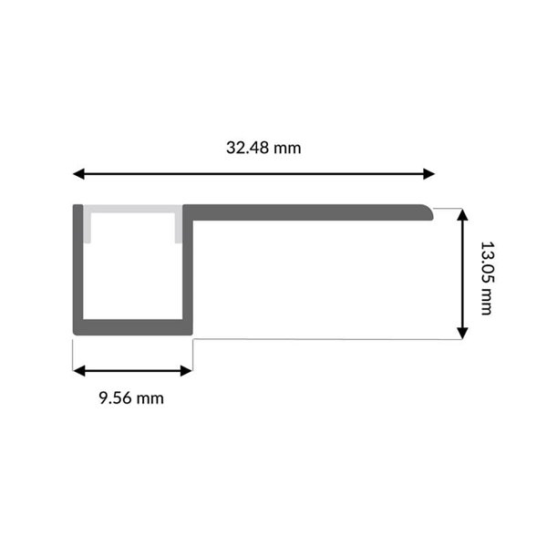 Perfil de aluminio DIFE 2 metros empotrable para tira LED de luz integrada