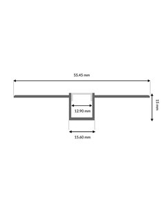 Perfil de aluminio MUF 2 metros empotrable para luz integrada con tira LED 12 mm 2