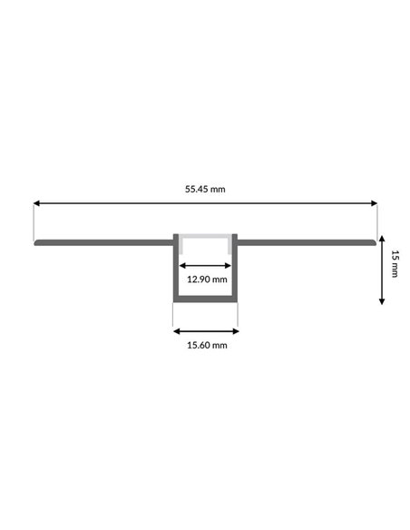 Perfil de aluminio MUF 2 metros empotrable para luz integrada con tira LED 12 mm