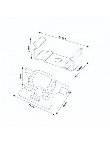 Pack 2 tapones y 2 grapas de fijación para perfil LM3739, tira LED
