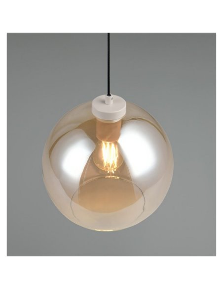 Luminária pendente LIORA com cúpula de vidro fumê, lâmpada não incluída. 1x E27 máx. 15W IP20 âmbar