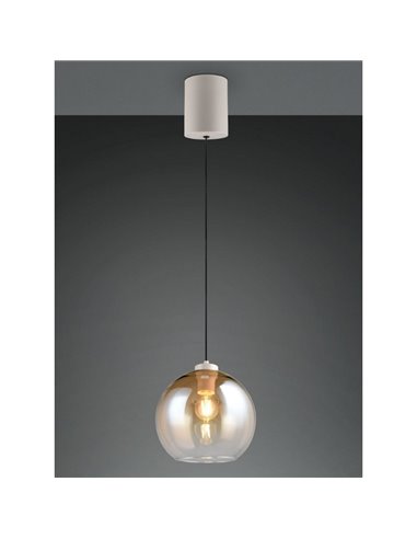 Lámpara colgante LIORA pantalla de vidrio ahumado, bombilla excl. 1x E27 max. 15W IP20 Ámbar
