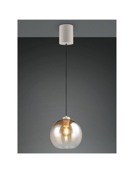 Luminária pendente LIORA com cúpula de vidro fumê, lâmpada não incluída. 1x E27 máx. 15W IP20 âmbar