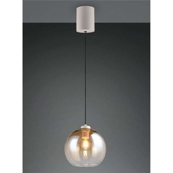 Suspension LIORA avec abat-jour en verre fumé, ampoule non incluse (1 x E27 max. 15 W, IP20, couleur ambre).