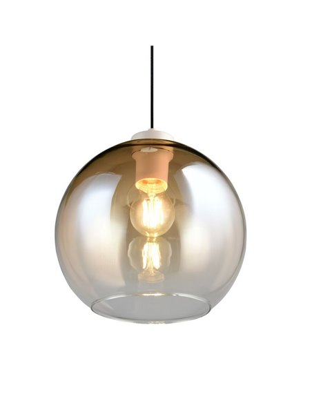 Suspension LIORA avec abat-jour en verre fumé, ampoule non incluse (1 x E27 max. 15 W, IP20, couleur ambre).