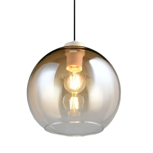 Suspension LIORA avec abat-jour en verre fumé, ampoule non incluse (1 x E27 max. 15 W, IP20, couleur ambre).