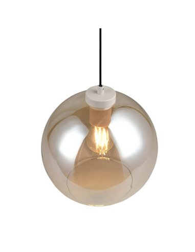 Suspension LIORA avec abat-jour en verre fumé, ampoule non incluse (1 x E27 max. 15 W, IP20, couleur ambre).