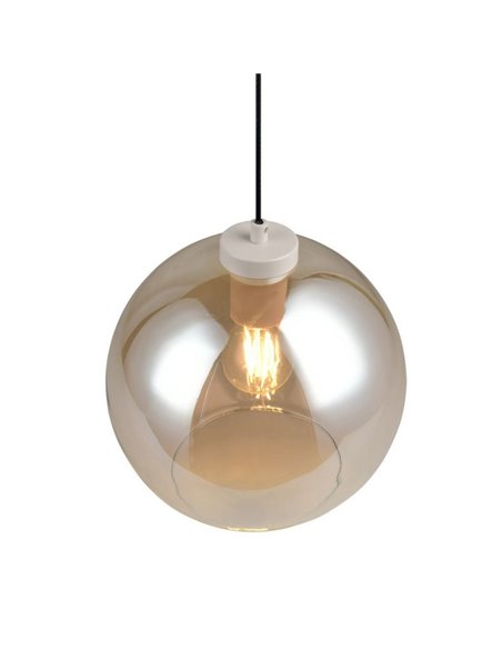 Luminária pendente LIORA com cúpula de vidro fumê, lâmpada não incluída. 1x E27 máx. 15W IP20 âmbar