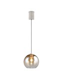 Suspension LIORA avec abat-jour en verre fumé, ampoule non incluse (1 x E27 max. 15 W, IP20, couleur ambre).