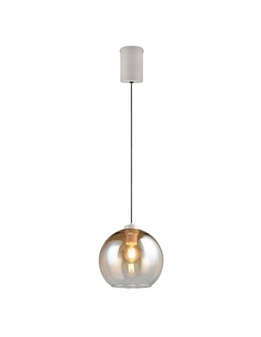 Suspension LIORA avec abat-jour en verre fumé, ampoule non incluse (1 x E27 max. 15 W, IP20, couleur ambre).