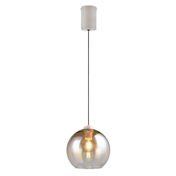 Suspension LIORA avec abat-jour en verre fumé, ampoule non incluse (1 x E27 max. 15 W, IP20, couleur ambre).