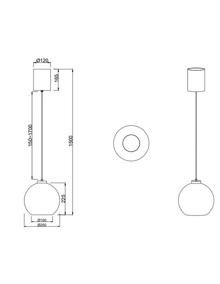 Lámpara colgante LIORA pantalla de vidrio ahumado, bombilla excl. 1x E27 max. 15W IP20 Gris