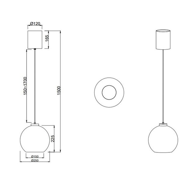 Lámpara colgante LIORA pantalla de vidrio ahumado, bombilla excl. 1x E27 max. 15W IP20 Gris