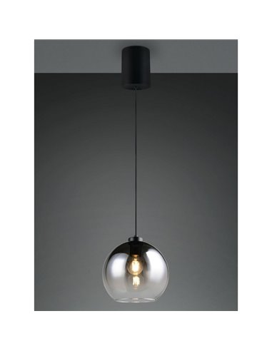 Luminária pendente LIORA com cúpula de vidro fumê, lâmpada não incluída: 1 x E27 máx. 15W IP20 Cinza