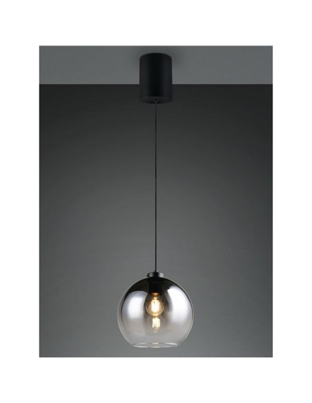 Luminária pendente LIORA com cúpula de vidro fumê, lâmpada não incluída: 1 x E27 máx. 15W IP20 Cinza